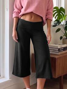 Y2K Women's High-Waist 7/8 Length Yoga Pants, Black Tummy Control Butt Lifting Leggings, Relaxed Casual Pants, Suitable For Gym Training, Home And Daily Street Wear, All Seasons - Black - View 7