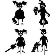 1pc Halloween Dark Ghost Zombie Silhouette Metal Garden Stake, Outdoor Lawn Atmosphere Decoration - Black - View 11
