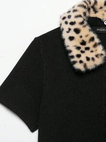 Áo cardigan len nữ DEEKA thu đông mới, phong cách thời trang châu Âu Mỹ tối giản, đa năng, có cổ lông giả tháo rời được - màu đen - Xem 5