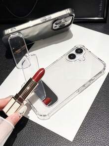 One Stick-On Mini Makeup Mirror Mobile Phone Stand, Suitable For Both Horizontal And Vertical Use, Folding Support Point For Desktop, Makeup Mirror With Adhesive Back, Lazy Person's Back-Mounted Mobile Phone Holder, Accessory For Binge-Watching And Live Streaming, New Style Frame For Women. - Multicolor - View 2