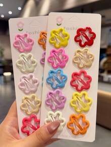 30pcs Cute Minimalist Flower Hair Clips, Sweet Candy Color BB Clips For Girls, Little Girls' Colorful Hair Clips, Cute Princess Bangs And Side Hair Clips (Random Color) - Hot Pink - View 8