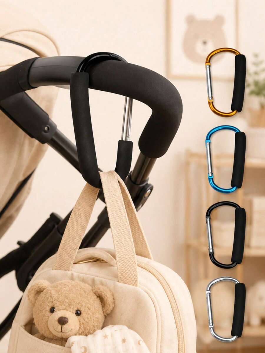 2pcs Optional Color Baby Stroller Hooks, Non-Slip Foam Stroller Clips, Mommy Bag Hanging Hooks - Multicolor - View 1
