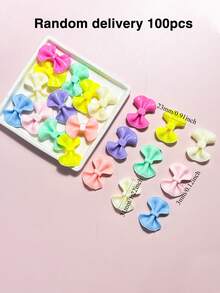 10/20/100pcs Acrylic Bow Candy Color Wrinkled Cream Glue Phone Case Material Solid Color Dyed Beaded Accessories - Bow - View 9