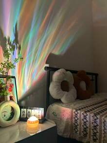 1pc 7-Color Northern Lights Wave Projection Night Light, With Remote Control, USB Powered, Wave Projection Lamp, Suitable For Home And Bedroom Decor, Bedroom Ambiance | Colorful Lighting Effect - Multicolor - View 5