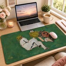 Abstract Reclining Figures Extended Mouse Pad Set, Green Background Modern Art Printed Design, Smooth Fabric Surface For Computer, Keyboard, Creative Office, Studio And Home Study, 3 Sizes Available - View 2