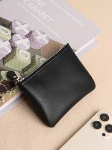 Mini Wallet Front Pocket Wallet Credit Card Holder Scratch-Resistant PU Leather Minimalist Wallet Card, Cash And Key Storage - Black - View 1