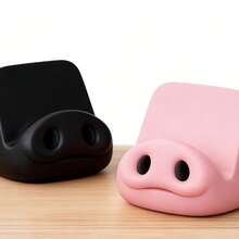 Creative Pig Nose Desktop Phone Stand 3D Printed Cute Pig Shape Slouchy Stand Universal For Phone And Tablet Desktop Ornament Binge-Watching Stand - A - View 2