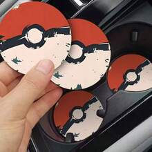 Hasbro 2pcs Pokémon Personality Car Cup Coasters, Car Cup Holder Mat, New Thickened Anti-Slip Interior Decoration Accessories - Cartoon Non-slip Car Dashboard Mat - View 3