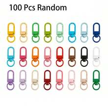 20/50/100/300pcs Random Bright Color Spring Snap Hooks With Swivel Ring, Y2K Style Metal Clasps, DIY Keychain Bag Jewelry Making Accessories - one-size - View 8