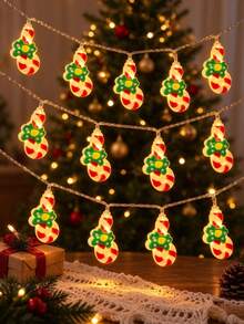 1 buah Lampu Hias Natal Bentuk Stik Permen, Lampu Peri Pita Bentuk Stik Permen, Bertenaga Baterai, Cocok untuk Ruang Tamu, Kamar Tidur, Perapian, Dekorasi Pohon Natal, dan Pencahayaan Suasana Pesta Natal. - Permen Batangan - View 1