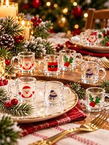 4PCS Christmas Mug Figurines, Assorted Resin Cup Ornaments With Santa Snowman Holly Designs For Tabletop, Christmas Village, Shelf And Festive Home Decor - Christmas Mug - View 4