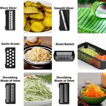 Alat Pemotong Sayuran Dapur Multifungsi 14-in-1, Alat Pemotong Dadu, Irisan, Parutan Manual, Pisau yang Dapat Diganti, Pemotong Buah dan Sayuran dengan Kotak Penyimpanan dan Pengeringan, Cocok untuk Kentang, Wortel, Mentimun, Bawang Bombay, Dapat Memotong Dadu, Irisan Tipis, Irisan, Irisan Bermotif, Persiapan Salad, Pembuatan Makanan Bayi, Mudah Dibersihkan, Alas Anti Selip, Alat Masak Rumahan yang Praktis, Hemat Waktu dan Tenaga, Set Aksesori Lengkap, Peralatan Dapur Penting untuk Memasak di Rumah - MultiWarna - View 5
