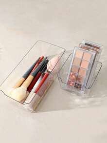 1/3/6pcs Glacier Pattern Transparent Storage Boxes, Sticky Note Storage Box Set, 2 Sizes Available, Desktop Stationery & Cosmetics Organizer, High-Quality PET Material, Open Design For Easy Access, Desk & Vanity Organizer, Student Stationery Storage, Durable & Shatter-Resistant - Clear - View 4