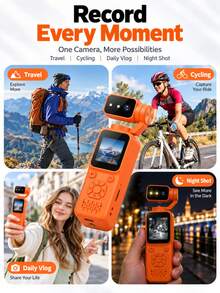 Portable 1080p HD Action Camera, Mini Pocket Vlog Camera With Rotating Lens HD Anti-Shake Video Recording, Supports Outdoor Cycling, Travel Vlogs, Wilderness Exploration, And Daily Recording - View 8