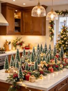 5/10 buah Pohon Natal Mini Bersalju, Pohon Pinus Kecil Realistis, Dekorasi Lanskap Miniatur Meja, Pohon Natal Dekoratif Kecil, Pohon Natal Dekorasi Pemandangan Meja, Barang Dekoratif untuk Menciptakan Suasana Liburan - Hijau - View 3