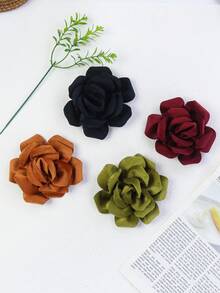 Solid Color Corduroy Business Style Flower Brooch Corsage For Women, Can Also Be Used As Hair Accessory - Corduroy Flower - View 3