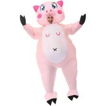 Unisex Standing Pink Pig Inflatable Costume For Family Parties, Halloween, Christmas, And Holiday Parties - Pink - View 2