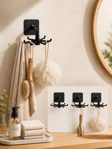 5pcs Multi-Function 360° Rotating Adhesive Hooks, No-Drill Kitchen Spoon Hooks With 6-Hook Rack - Multicolor - View 1