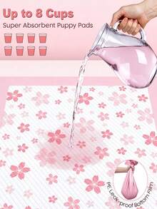 Cute Flower Pattern Dog Pee Pads, Ultra Absorbent & Leak Resistant Disposable Pet Toilet Pads For Puppies, Cats, Guinea Pigs - S - View 3
