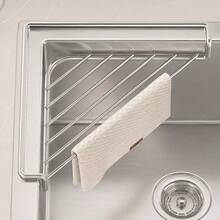 Stainless Steel Triangular Sink Drain Rack – Space-Saving Kitchen Sink Organizer For Sponges, Dish Soap, Dishcloths, Brushes, Scrubbers & Rags – Countertop Storage Holder – Home Kitchen Accessories - A - View 1