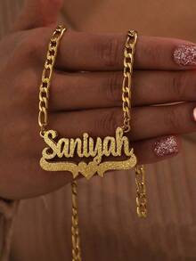 Custom Stainless Steel Double Layer Letter Necklace Heart Pendant Non-Fading Couple Jewelry Gift - Multicolor - View 10