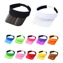1 Pc Summer New Transparent Wide Brim Visor Cap, Lightweight Breathable Outdoor Sports Commuter Adjustable Solid Color Flat Top Hat - Multicolor - View 1