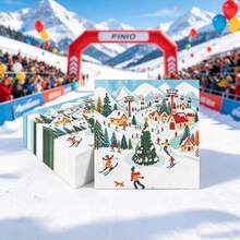 Christmas Winter Ski Town Disposable Paper Napkins, Snow Mountain Cabin Printed Napkins For Holiday Party Table Decor - Multicolor - View 4