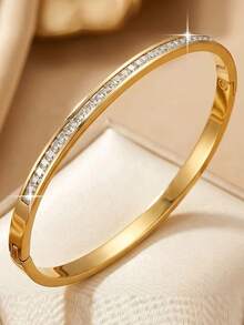 Bộ trang sức vòng tay thép không gỉ thời trang 5 món/3 món/1 món cho tiệc tùng, kỷ niệm sinh nhật và các dịp khác, quà tặng Giáng Sinh - Vàng - Xem 12