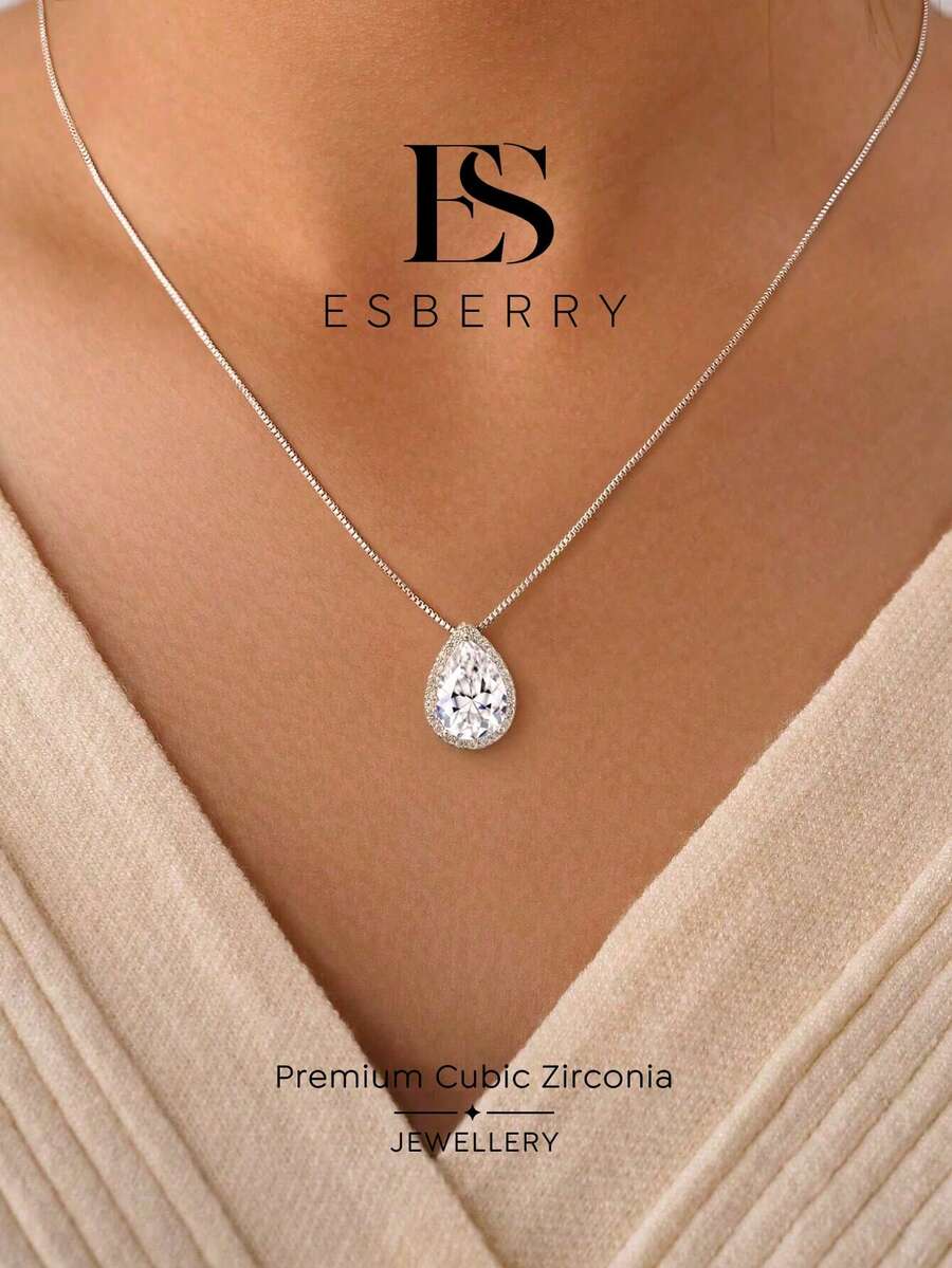 ESBERRY 1 buah Kalung, Kalung Liontin Tetes Air Minimalis, Desain Elegan, Hadiah Istimewa untuk Pacar atau Sahabat, Rantai Halus Cocok untuk Pemakaian Sehari-hari