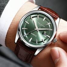 CHRONOS Men's Classic Stylish Watch Genuine Leather Strap, Calendar, Waterproof, Luminous Quartz Watch. Ideal For Outdoor, Casual, - CH1303H - View 2