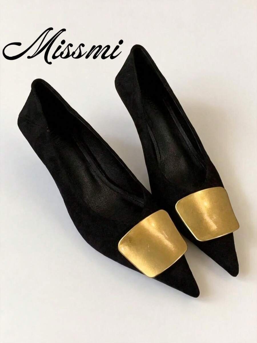 Women's Fashion Pointed Toe High Heel Pumps,Kitten Heels - Black - View 1
