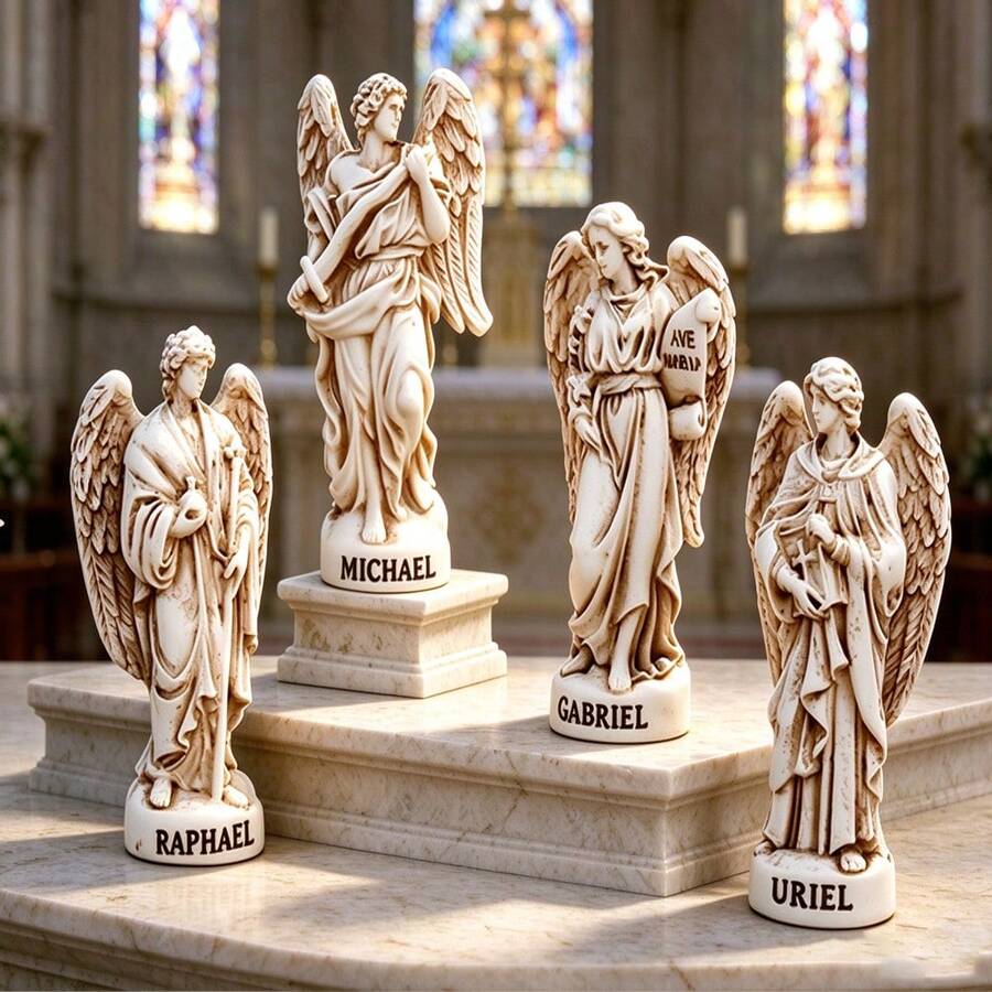 4 Archangels Christmas Religious Decor, Desktop Ornament, Holiday Spiritual Gift, Suitable For Desk Decor, Holiday Decoration, Halloween, Christmas Decoration And More - B - View 1