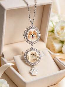 Custom Pet Photo Car Hanging Ornament: Personalized Memorial Pendant, Rearview Mirror Hanging Decoration, Dog And Cat Lover Accessory - Multicolor - View 6