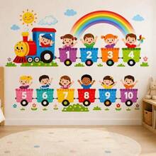 1pc Educational Wall Sticker, Alphabet Train Pattern Self-Adhesive Wall Decal, Bedroom Entryway Living Room Hallway Home Decor Wall Sticker, Removable Sticker, School Wall Decoration - HG23 - View 1