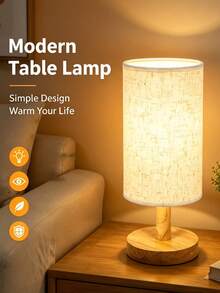 Minimalist Wooden LED Desk Lamp, Bedside Night Light With USB Port And Switch, Decorative Lighting For Bedroom, Guest House, Living Room, Study - Multicolor - View 3