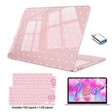 This Polka Dot Pattern Protective Case Is Compatible With MacBook Neo 13-Inch 2026 A3404 A18 Pro Model, Hard Shell Laptop Protective Cover, Optional EU And US Keyboard Protector, Screen Protector, USB Adapter And Cloud Pattern Laptop Sleeve, Available In Multiple Bundle Combinations. - View 1