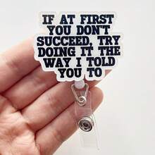 1pc Retractable D-Shaped Badge Reel Lanyard With Funny Quote Design, Nurse Hospital ID Badge Clip Office Lanyard - A - View 2