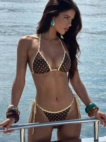 Women's Polka Dot Print Hollow Out Bikini 2 Pieces Set, Suitable For Summer Beach Vacation Swimming - Multicolor - View 7