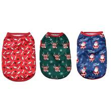HOLAPET 3pcs Xmas Pet Vest Christmas Party Dog Cat Outfit Santa Deer Snowman Print Pets Tank Top Breathable Dog Clothes Suitable For Small Medium Dogs And Cats - Multicolor - View 17