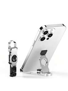 1pc All-Metal 360° Multi-Function Phone Stand, Portable Foldable Phone Holder With Keychain Clip, Non-Slip Desktop Stand, Portable Travel Phone Stand, Suitable For Smartphones, Daily Home Video Watching, Live Streaming, Office And Travel Use - Multicolor - View 15