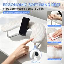 DianaBeauty Large Armrest Manicure Pad Nail Arm Rest With Rotating Phone Holde PU Leather Nail Tech Arm Rest U-Shaped Hand Rest - Multicolor - View 4