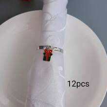 Home Decor Napkin Rings Table Decoration, Suitable For Holidays, Parties, Birthdays, Weddings, Dinners, Gatherings And Other Daily Creative Decor, Multiple Styles And Elements, Christmas Napkin Rings Metal Embossed Hammered Texture Ring Buckle, 4pcs/12pcs/102pcs Optional. - Multicolor - View 68