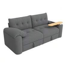 Teddy Plush 3-Seater Small Modular Sofa With Storage, Headrest & Integrated Side Table – Space-Saving Sofa Bed For Apartment, Living Room & Guest Room, Gray - Gray - View 6