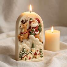 1pc 3D Santa Claus & Reindeer Silicone Mold, Christmas Village Embossed Candle Mold, Suitable For DIY Handmade Soap, Plaster, Resin Casting, Christmas Home Decor & Gift Making - Multiple Styles - View 2