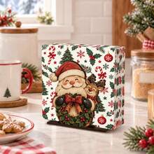2D Flat Wooden Christmas Napkin Holder, Desktop Tissue Storage Base, Home Dining Table Fireplace Decor Ornament, Holiday Home Decor, Christmas Gift - Coffee Brown - View 1