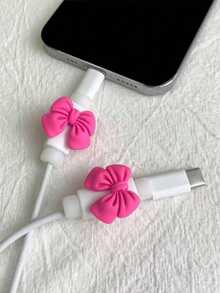 2pcs Bow-Knot Design Data Cable Protector Charger Protector - Multicolor - View 5