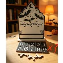 1pc Wooden Reading Counter Pendant, Fun Bookshelf Decor, Personalized Book Reading Tracker, Annual Reading Volume Counter, Library Decoration, Bookshelf Decor Book Tracker Sign, Reader Gift, Bookworm Enthusiast Gift, Book Lover Christmas Gift - A - View 8