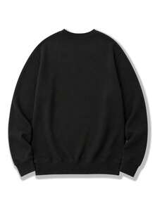 Men's Spring/Autumn Casual Daily Commute Minimalist Versatile Fitted Crew Neck Sweatshirt - Black - View 4