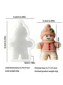 1pc Christmas Gingerbread Man Silicone Mold, Cartoon Smiling Face Doll Aromatherapy Candle Mold, DIY Handmade Soap Plaster Resin Mold, Easy Release Reusable, Desktop Home Decor, Christmas, New Year, Thanksgiving Gift - A - View 10