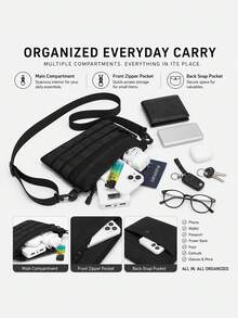 Outdoor Tactical Messenger Bag For Men, Waterproof Multi-Zipper Crossbody Bag, Portable Shoulder Bag For Travel Hiking - Multicolor - View 2